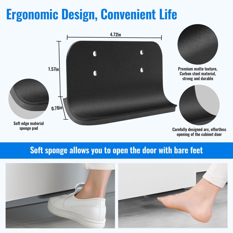 Joxodak Trash Cabinet Foot Pull, Cabinet Foot Pull for Trash Drawer Hands Free Cabinet Door Solution Adhesive Toe Foot Pull Comfortable to use Barefoot (1, Black) - Image 3